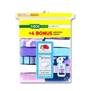 NWT girls size 6 fruit of the loom 18-pack cotton hipster panties NEW